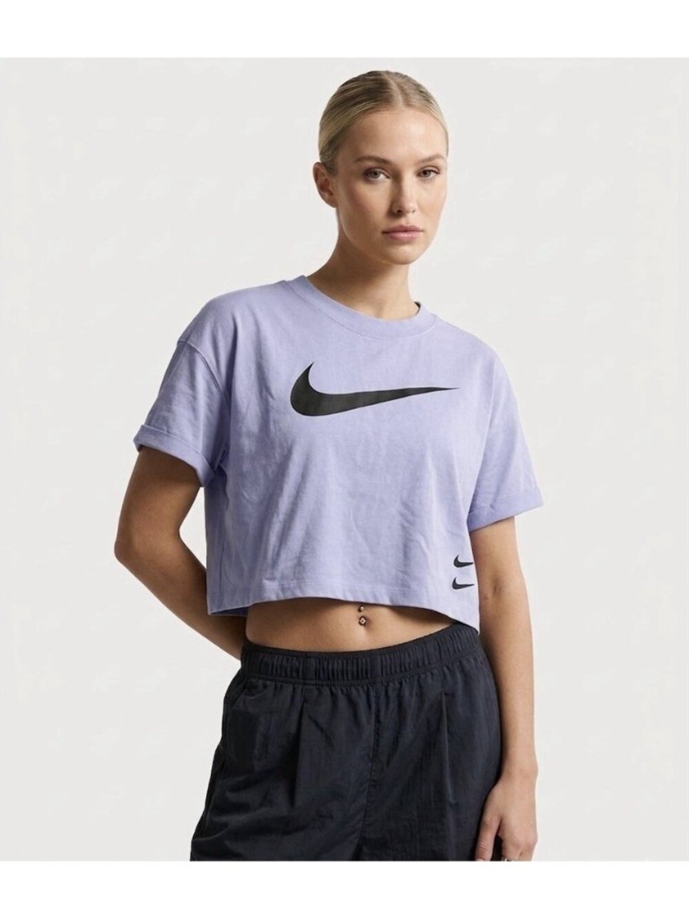 Nike Sportswear Women's Crop Top T-Shirt Purple Sz Medium Athleisure Sporty‎ Gym